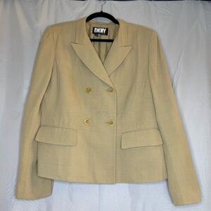 DKNY Double-Breasted Beige Blazer Jacket Vintage